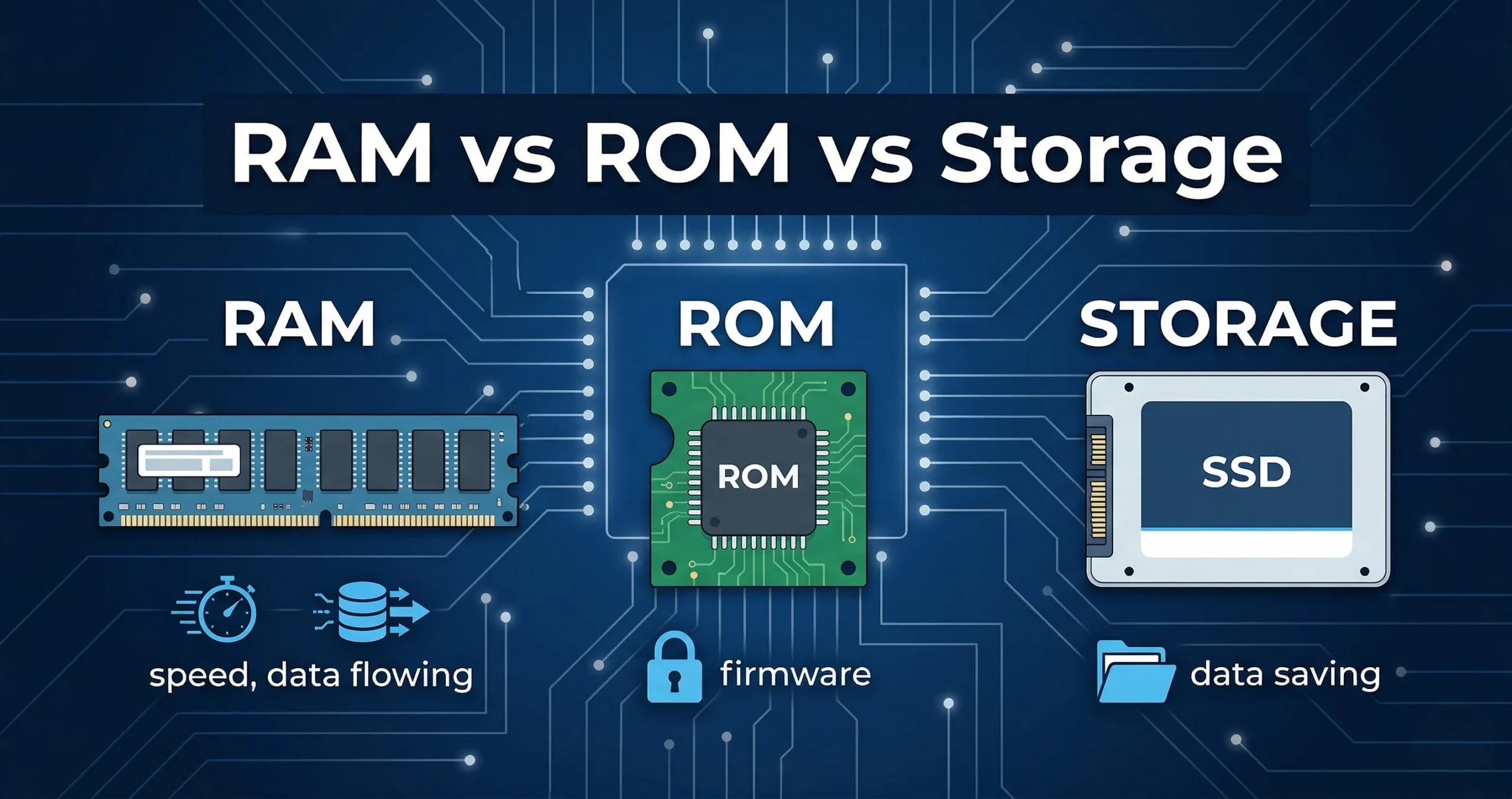 Difference Between RAM and ROM vs Storage: Types, Examples & Full Guide